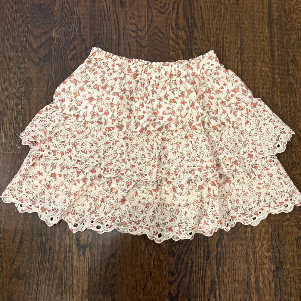 Jennifer Grace Cream Floral A-Line Skirt Size Small
